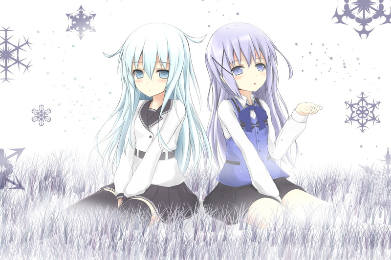 still life, representation, art and craft, field, anime girls, Hibiki (KanColle), 720P, nature, human representation, land, Kafuu Chino, plant, no people