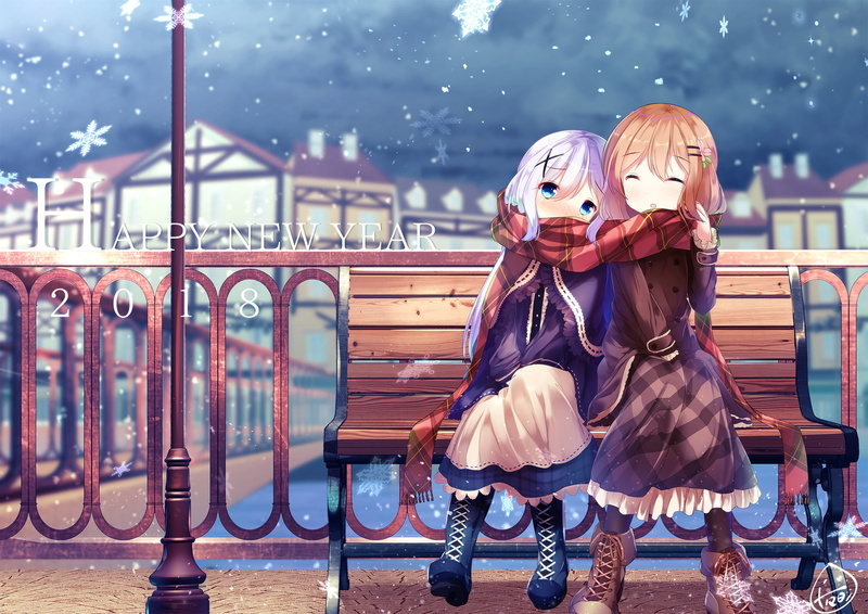 innocence, two, anime, leisure activity, winter, clothing, women, child, outdoors, girls, day, people, girl, warm clothing, real people, representation