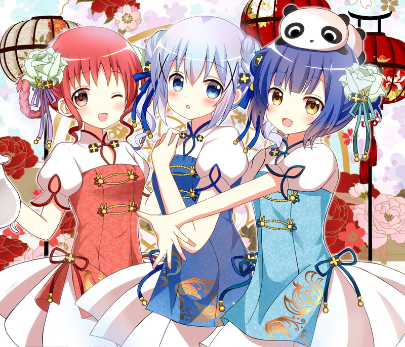 720P, Jouga Maya, white skin, anime girls, loli, Gochuumon wa Usagi Desu ka?, Natsu Megumi, fan art, anime, Kafuu Chino, Gochuumon wa Usagi Desu ka