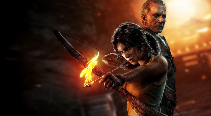 Games, burning, flame, raider, fire arrow, 1080P, people, fire, Tomb Raider, fire - natural phenomenon, two people, togetherness, metal industry, adult