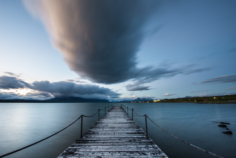 1080P, clouds, water, pier, Puerto Natales, Chile