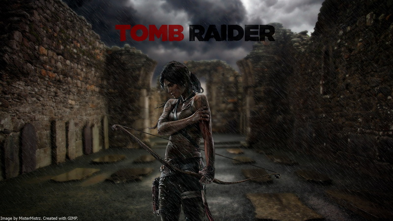 lara, 1080P, arrow, tomb, rain, video games, bow, raider, hd, croft