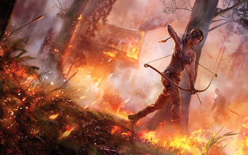 tomb raider 2013, Lara Croft, Tomb Raider, video games, 2K, fire
