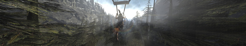 wet, waterfall, land, nature, tomb raider eyefinity video games triple screen, day, tree, built structure, motion, forest, sky, water, plant, wall - building feature