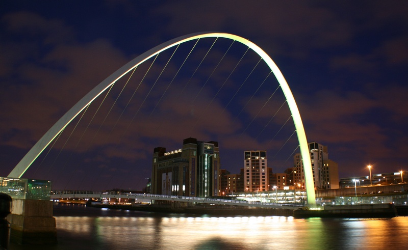 cityscape, panorama, night, cloud - sky, bridge, no people, city, geordie, reflection, quayside, reflections, architecture, millenium bridge, river, water