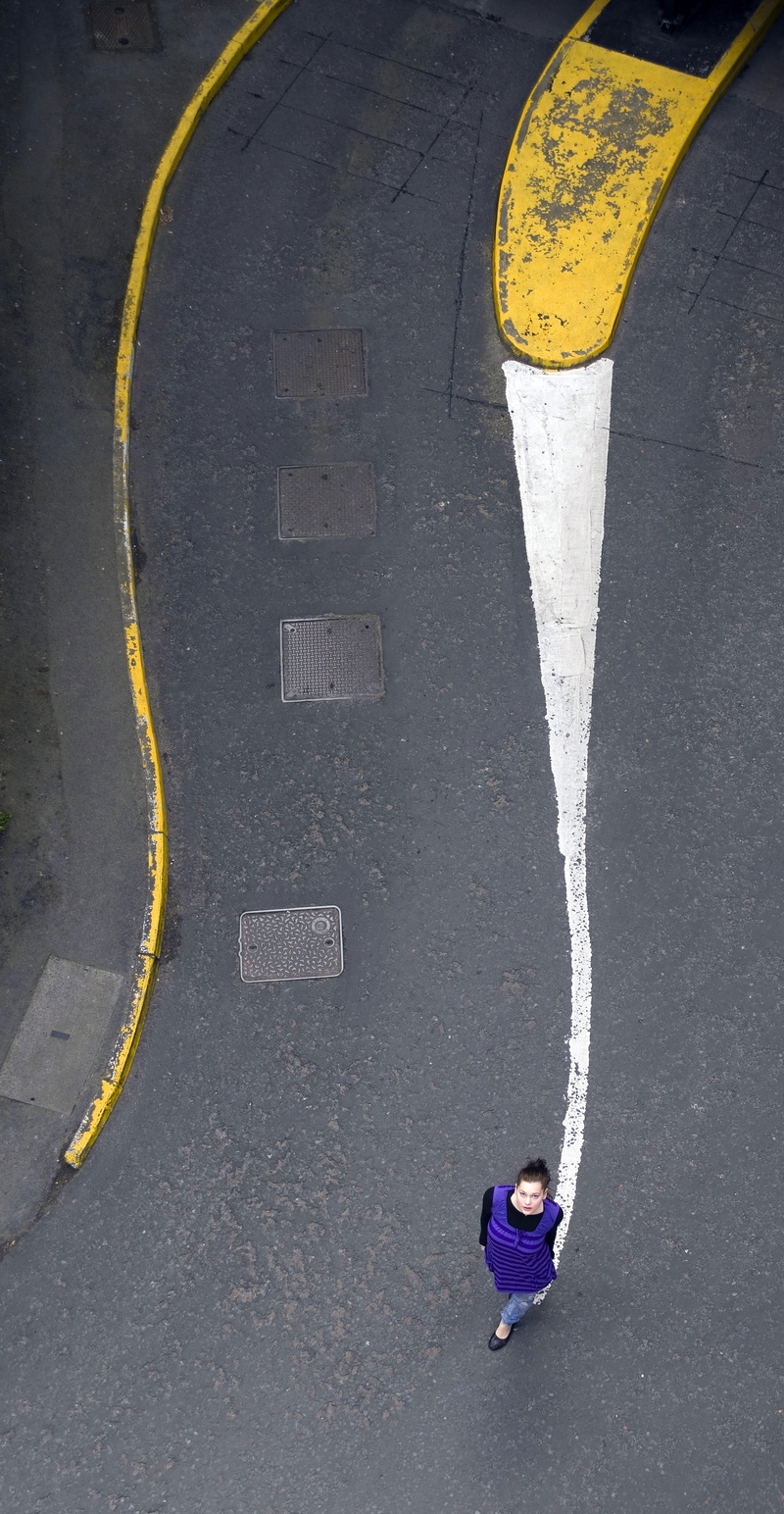 city, communication, outdoors, 5K, street, yellow, high angle view, men, model, marking, graphic, road marking, lifestyles, above, newcastle upon tyne