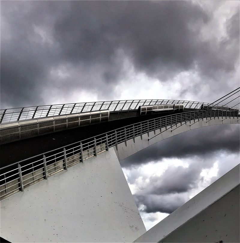 architecture, storm cloud, tyne and wear, low angle view, outdoors, connection, bridge - man made structure, gateshead millenium bridge, no people, storm