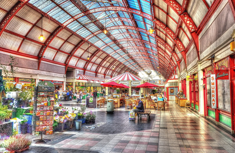 indoors, flower, city, travel destinations, incidental people, street, men, walking, indoor, roof, newcastle market, group of people, market