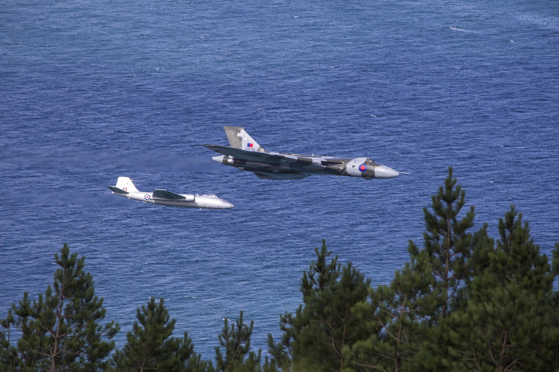 5K, airplanes, trees, show, white, travel, airplane, sea, transportation, vulcan, on the move, plane, newcastle, fighter, aviation, nautical Vessel, military
