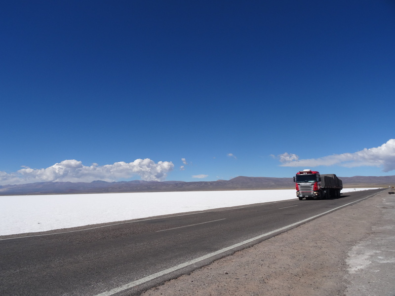 truck, copy space, road, motor vehicle, mountain range, remote, 5K, latin, jujuy, nature, scenics - nature, sky, snow, day, blue, mineral, salt mines