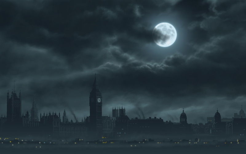 cityscapes, cities, hd, Clouds, moons, art, london, space, 2K, ben, moon, rendering, artwork, big, night, x, dark