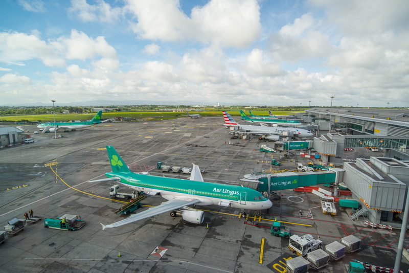 terminal, Ireland, business, people, aircraft, transport, planes, flight, high angle view, no people, outdoors, passenger boarding bridge, architecture