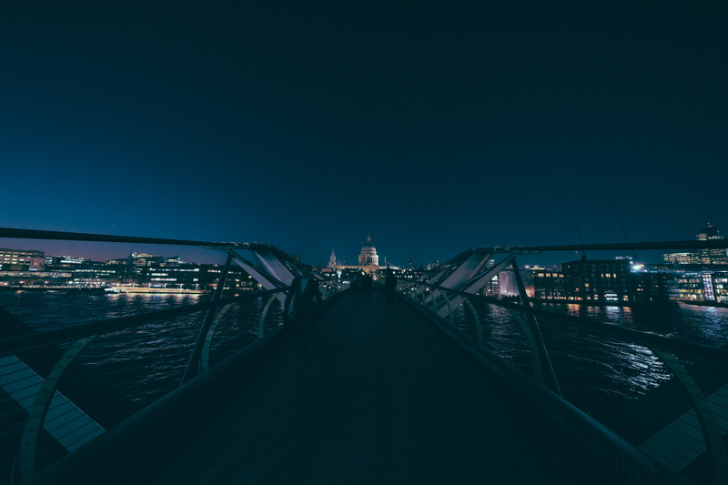 building exterior, travel destinations, clear sky, bridge, illuminated, copy space, city, bridge - man made structure, 5K, evening, nature, connection