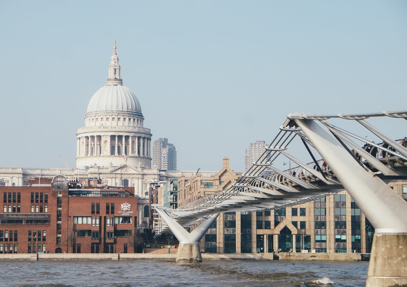 st. Pauls Cathedral - London, transportation, london - England, bridge - man made structure, place of worship, connection, nature, urban, river, built structure