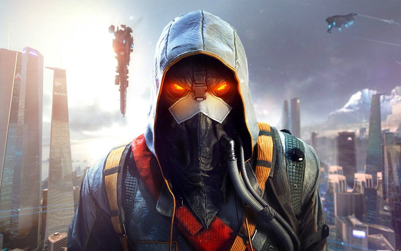 males, city life, protection, guerrilla games, helghast, pollution, 720P, headshot, unrecognizable person, digital composite, hoodie, cityscape, character