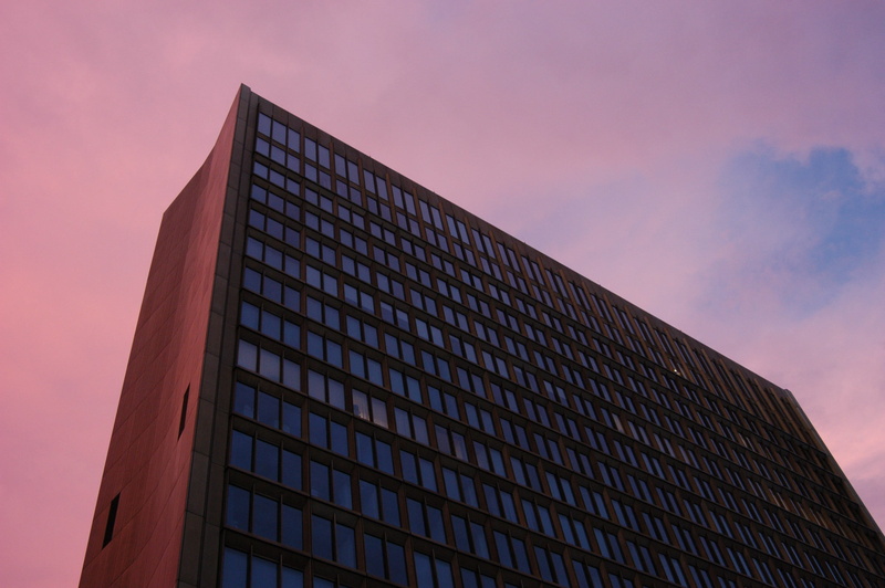 low angle view, condo, nature, sky, tower, built structure, skyscraper, modern, indoors, city, no people, roof, interior design, berlin, day, sunset, town