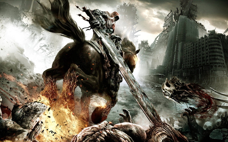 animal representation, sky, fountain, representation, group of animals, built structure, marine, Darksiders, 1080P, creativity, flowing water, video games