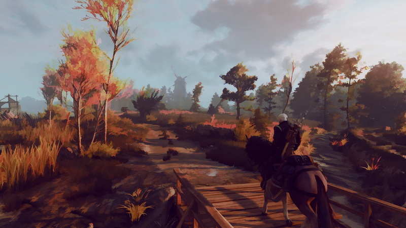 environment, 1080P, sky, scenics - nature, land, day, horse, landscape, nature, riding, illustration, plant, digital art, tree, man, video games, tranquil scene