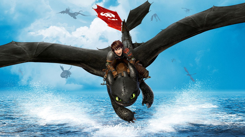 animals in the wild, excitement, positive emotion, animal wildlife, day, motion, how to train your dragon, dragon, sky, cloud - sky, people, sport, 4K