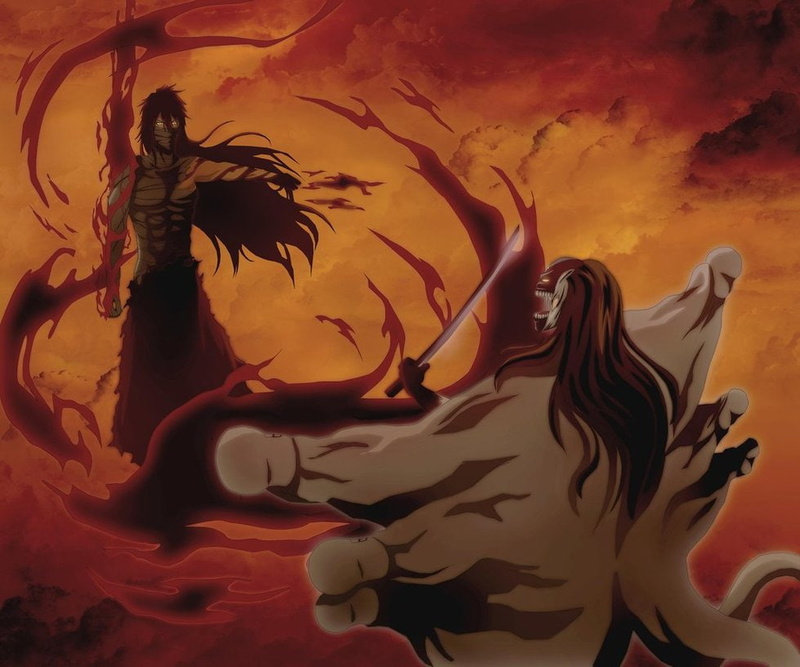 ichigo, vs, bleach, art, anime, 480P, hd, hollow, aizen, fight, battle