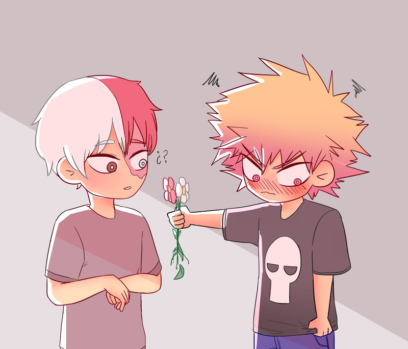 flowers, 4K, Boku no Hero Academy, boys, Shoto, My heroic academia, art, Bakuga