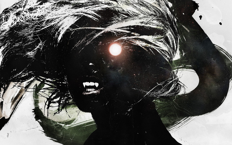 gray, vampires, outdoors, real people, obscured face, leisure activity, abstract, portrait, water, young adult, female, digital art, close-up, day, human face