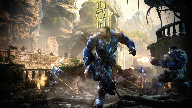 Gears of War: Judgment, government, men, architecture, video games, adult, clothing, protection, standing, building, smoke - physical structure, occupation