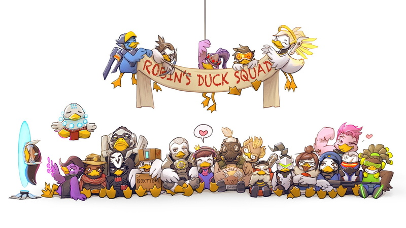 Mercy (Overwatch), D.Va (Overwatch), front view, Genji (Overwatch), Symmetra (Overwatch), Mei (Overwatch), full length, multi colored, Overwatch, Torbjörn (Overwatch)