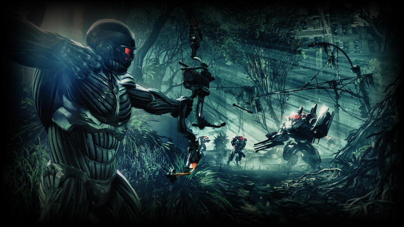 robots, weapon, jungle, bow, weapons, Video Games, soldiers, crysis, video, 1080P, x, hd, art, games
