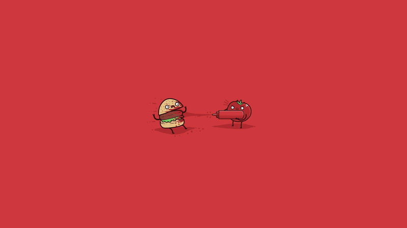 ketchup, tomato, 1920x1080, 1080P, burger, cartoon, funny, character