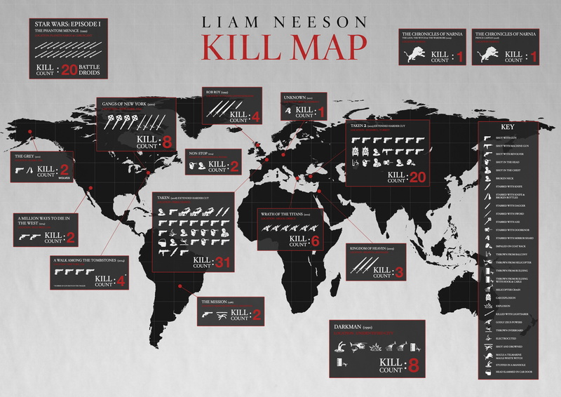A Million Ways to Die in the West, Star Wars, Taken, movies, Taken 2, Wrath Of The Titans, The Chronicles of Narnia, world map, 4K, Liam Neeson, Kingdom of Heaven