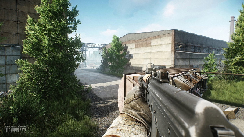 military, Escape from Tarkov, tree, plant, side view, industry, 1080P, sky, land vehicle, no people, nature, built structure, sunlight, outdoors, mode of transportation