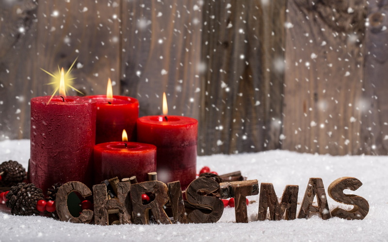 snow, celebration, advent, fire - natural phenomenon, red, 2K, snowing, burning, candle, nature, focus on foreground, christmas ornament, no people, flame