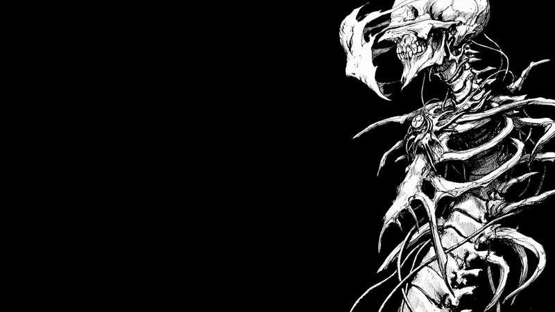 manga, backgroundhttp wallpapers wallbase cc rozne wallpa, 1080P, biomega, skeletons, black