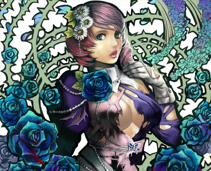alisa bosconovitch, tekken, anime, alisa, games, flowers, roses, 1080P, blue eyes, video games, girl, pink hair, boskonovich
