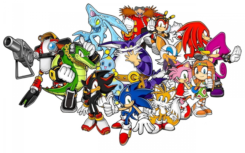 Rouge the Bat, Espio the Chameleon, Sonic, Amy Rose, Big The Cat, Vector the Crocodile, Doctor Eggman, Sonic the Hedgehog, Tikal, Shadow the Hedgehog, Knuckles the Echidna