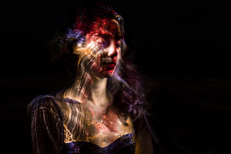 dark, colorful, young adult, 1080P, multi colored, dyed red hair, one person, adult, studio shot, indoors, beautiful woman, model, beauty, make-up, headshot