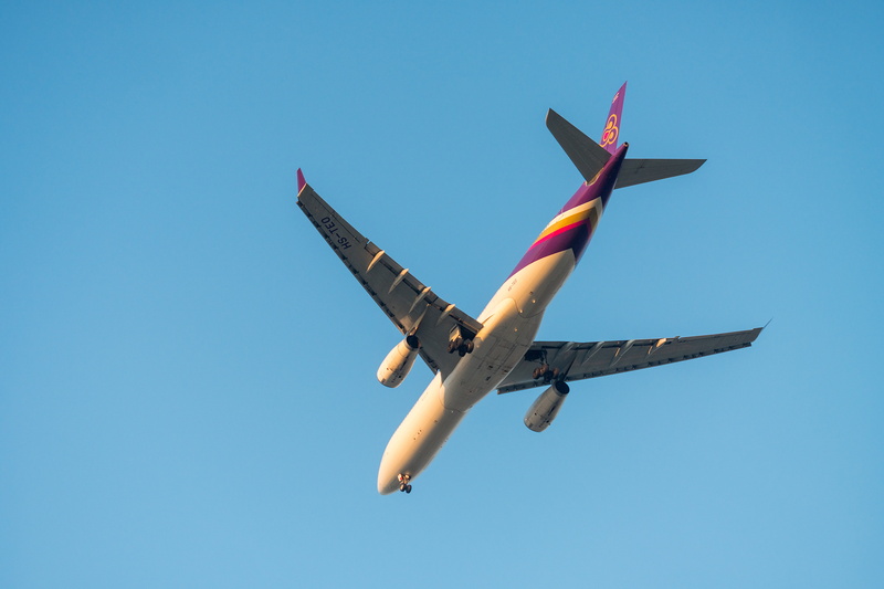 wing, thaiair, navigate, sunny, aeroplane, white, aircraft, holiday, commercial, clear sky, 4K, high, technology, away, on the move, plane, day, machine