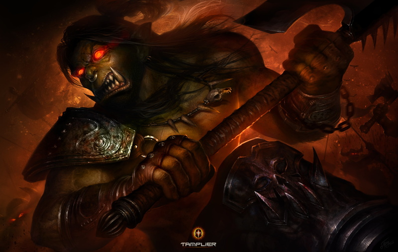 warrior, dark, games, warriors, orc, demon, battle, warcraft, wow, fantasy, demons, 2K, axes, world