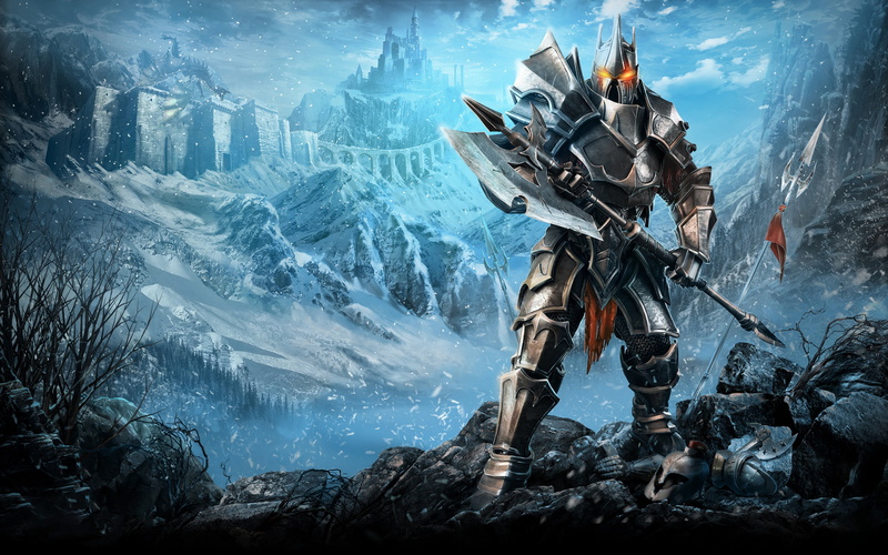 Aqueduct, Castle, Snow, Mountains, Spear, Flag, Dragon, Axe, Stormfall Age of War, Warrior, Plarium, 2K, Armor