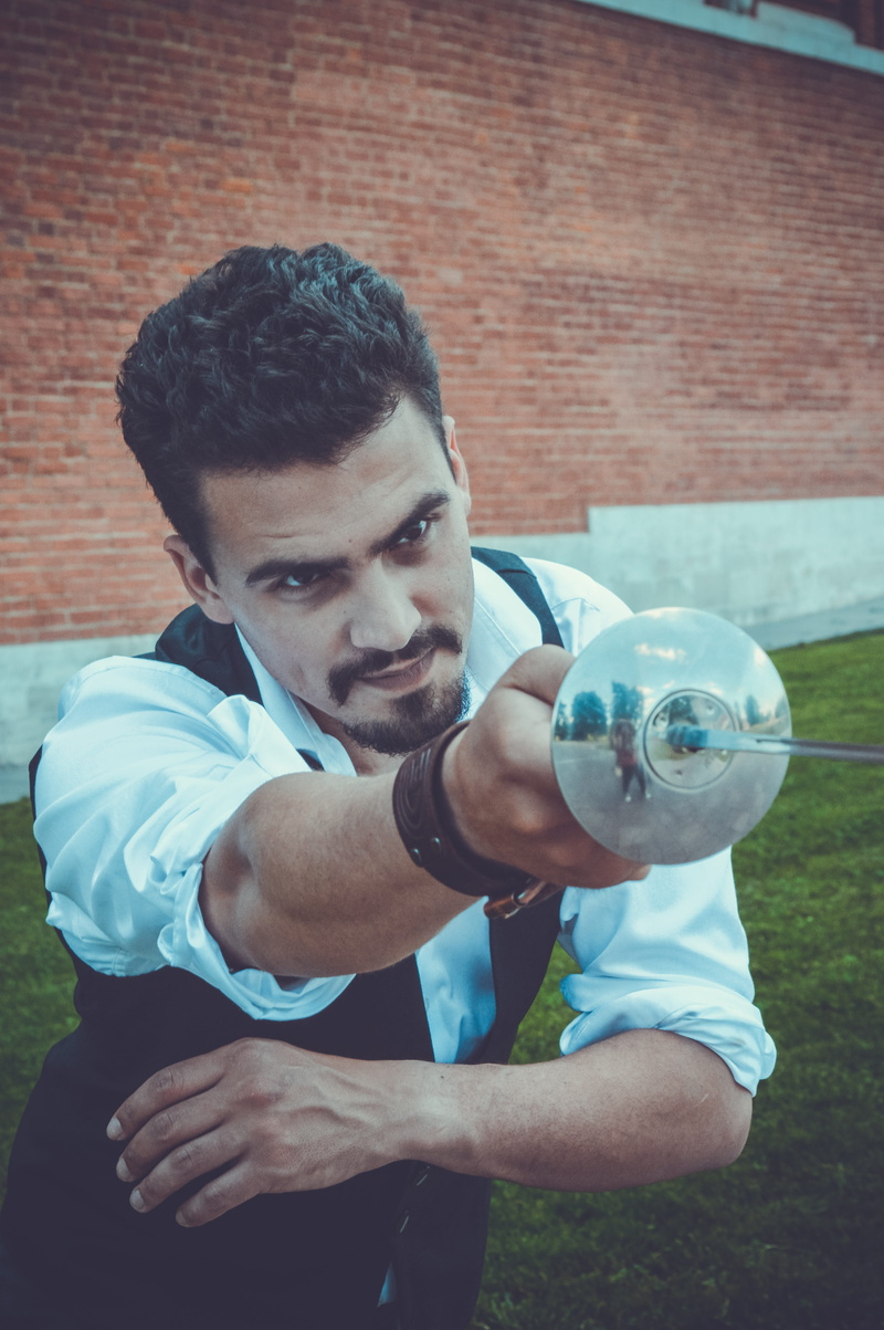 one person, looking at camera, history, lifestyles, army, sport, soldier, the epee fencers, portrait, young men, 5K, historical, males, moscow, holding