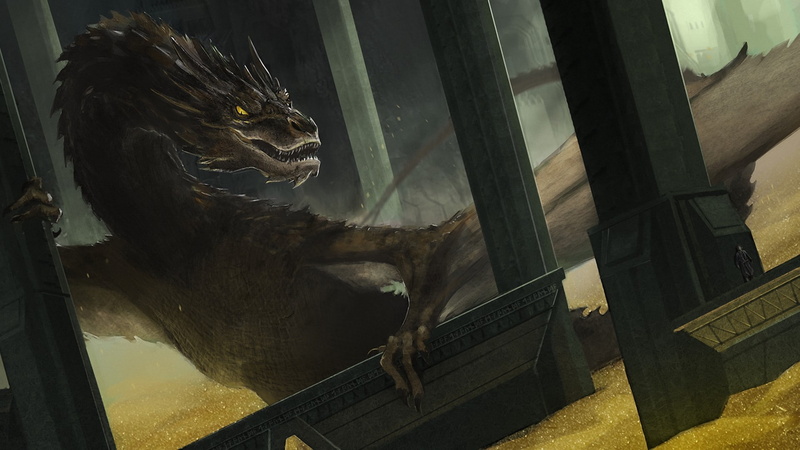 gold, no people, 1080P, day, domestic animals, The Hobbit: The Desolation Of Smaug, the hobbit, architecture, animal wildlife, feline, dragon, art, indoors