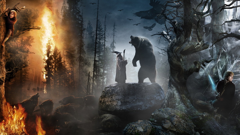 illustration, men, sting, staff, wolves, hell, solid, 1080P, animal wildlife, one animal, vertebrate, water, animals, Gandalf, fire, the Lord of the rings