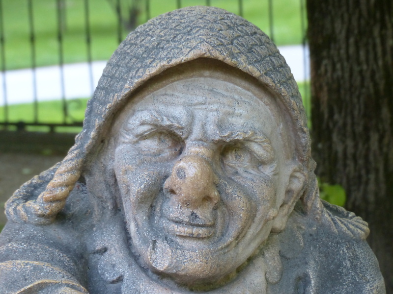 mirabell gardens, park - man made space, creativity, focus on foreground, stone material, straw bag hat, sculpture, baroque, no people, female likeness