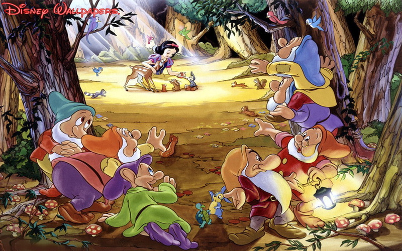 1080P, snow, hd, forest, white, seven, friends, dwarfs, bambi