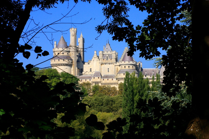 no people, travel destinations, sky, haunting, spirituality, tourism, outdoors, fairy castle, architecture, fairy tales, snow white, france, plant, tree