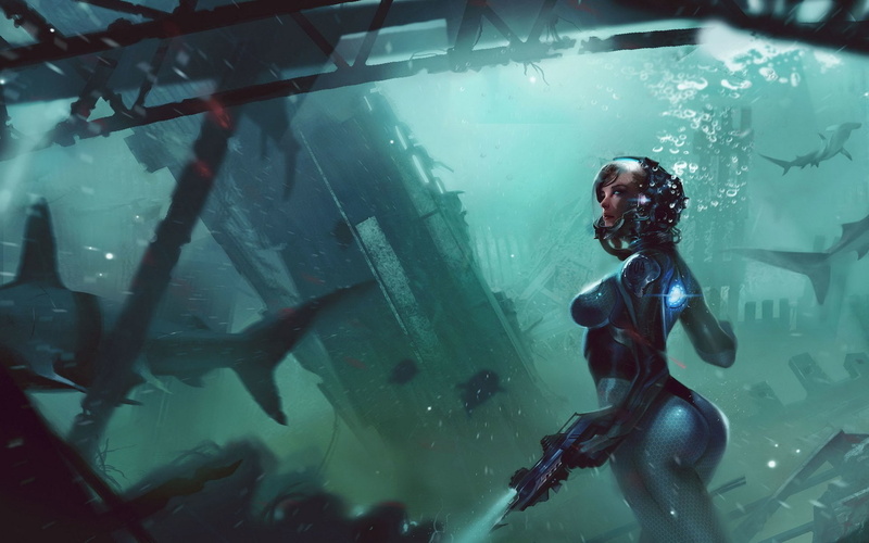 nature, marine, people, underwater, animal wildlife, swimming, animals in captivity, Women Warrior, undersea, water, underwater diving, sport, vertebrate