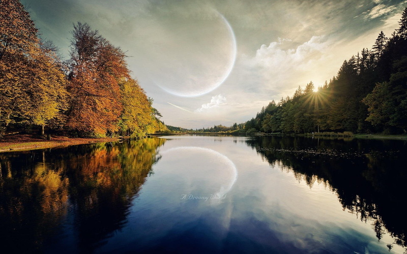 1080P, river, ksiezyc, rzeka, natura, moon, nature and landscapes