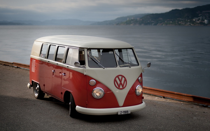 street, road, tuning, coast, buses, classic car, sea, Volkswagen combi, Volkswagen, car, vintage, 1080P, hills