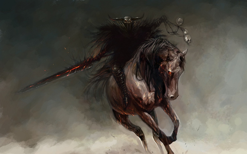 horseman, sword, 2560x1600, horse, warlocks, 2K, fantasy